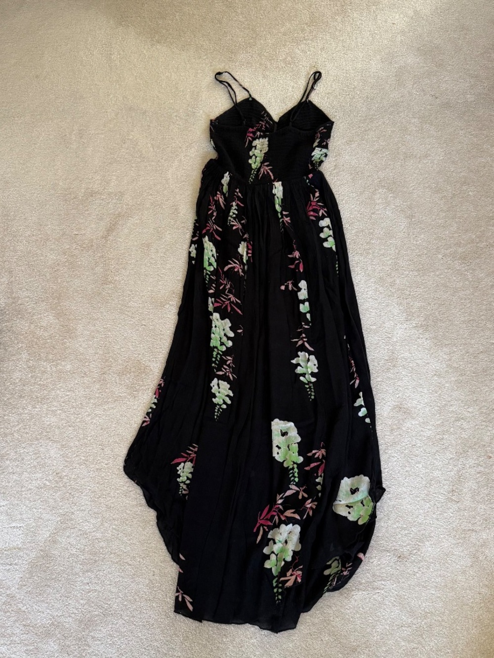 Free People Black Floral Maxi Dress | Size Small | Adjustable Straps - Picture 2 of 3